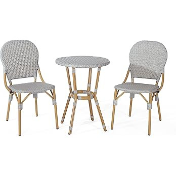 Christopher Knight Home Arthur Bistro Set, Light Brown + Bamboo | Amazon (US)