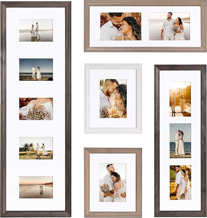 Kate and Laurel Bordeaux Wooden Photo Collage Frame Set, 5 Pieces, Farmhouse Finishes, Picture Fr... | Amazon (US)