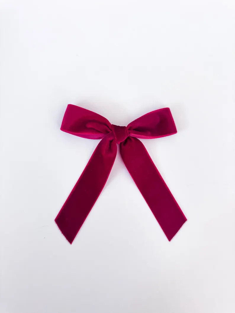 Red Velvet Long Tail Bow - CLIP ONLY - Etsy | Etsy (Global)