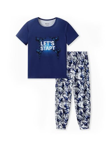 PATPAT Boys Pajamas 10-12 Size 2 Piece Soft Summer PJs Dark Blue 11 Years | Amazon (US)