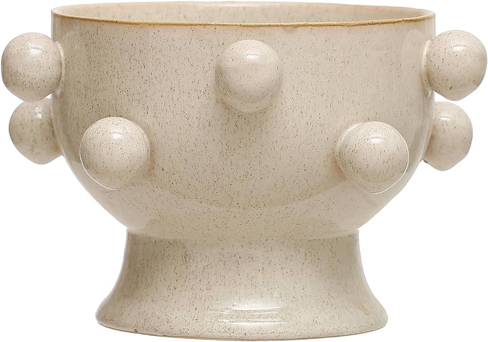 Bloomingville 9 Inches Round Stoneware Orbs and Reactive Glaze, Holds 8 Inches Pot, Speckled Crea... | Amazon (US)