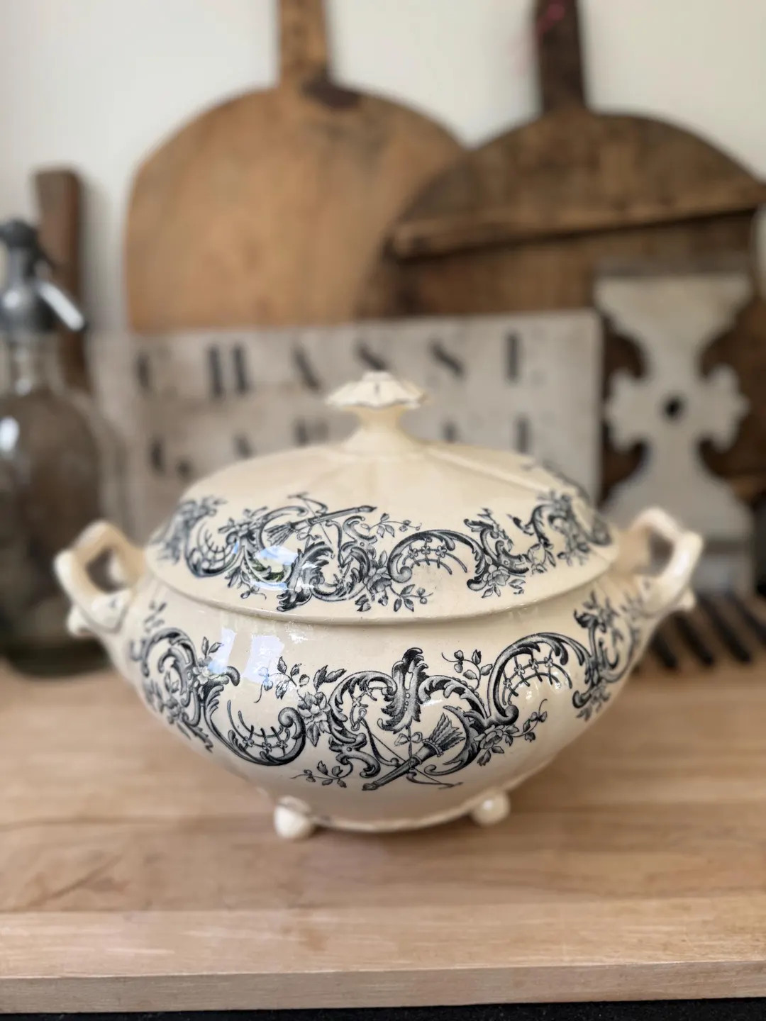 Antique French Longchamp Ironstone Tureen 19th Century Terre De Fer White and Blue French Lidded ... | Etsy (US)