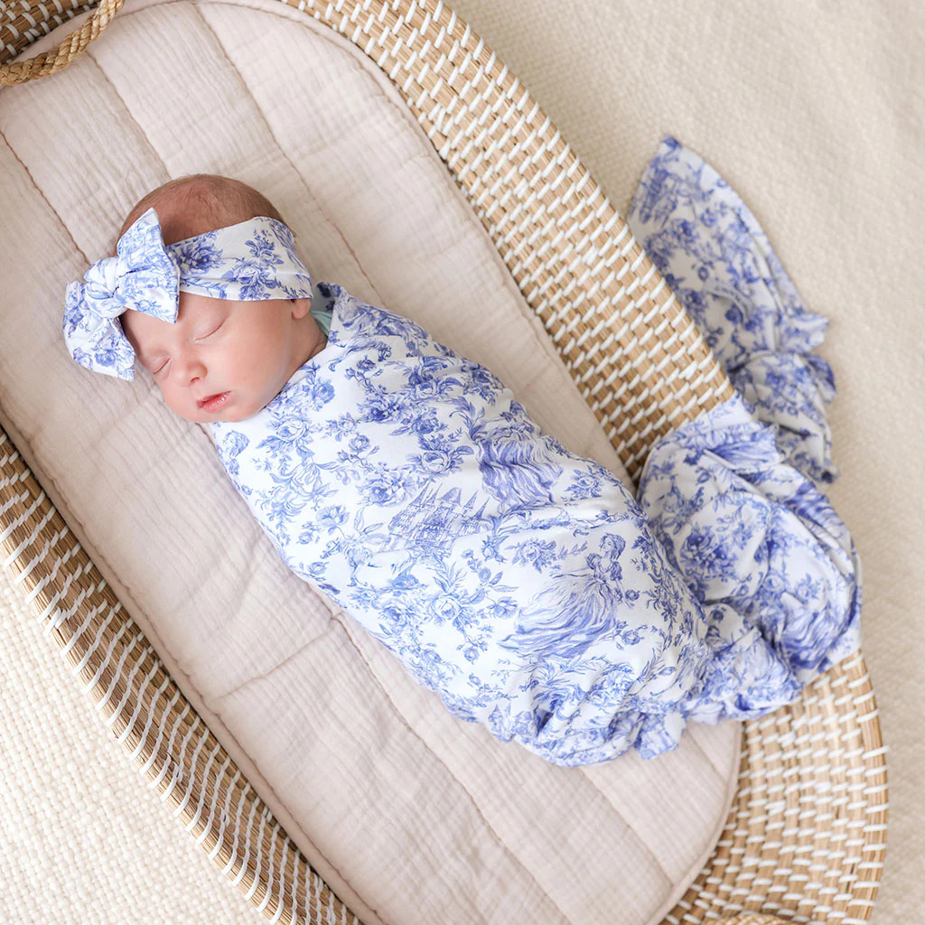 Princess Damask White Swaddle Headband Set | Briar | Posh Peanut