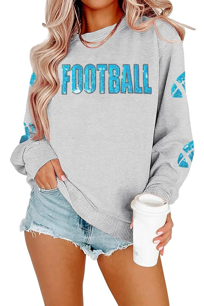 MYHALF Game Day Sweatshirt Football Shirts: Women Gameday Sequin Outfits Football Fan Game Day Sh... | Amazon (US)