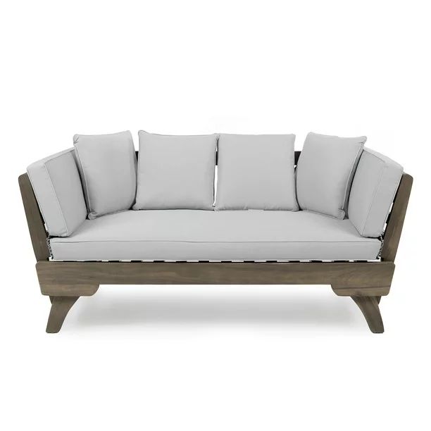 Otto Outdoor Acacia Wood Daybed with Light Grey Water Resistant Cushions, Grey | Walmart (US)