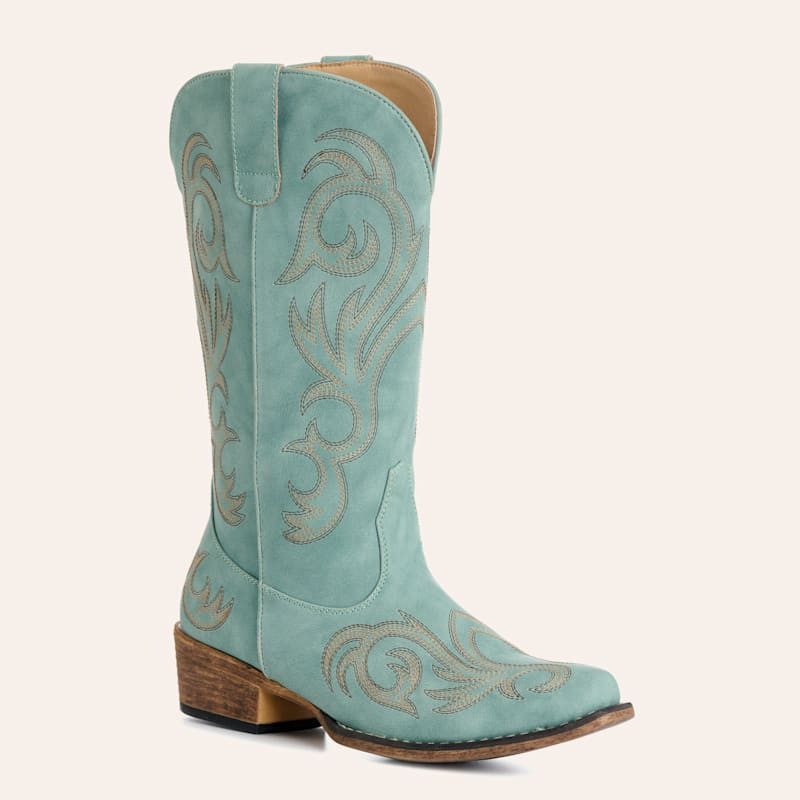 Roper Women's Riley Sea Green-Turquoise Faux Leather Snip Toe Cowboy Boots | Cavender's