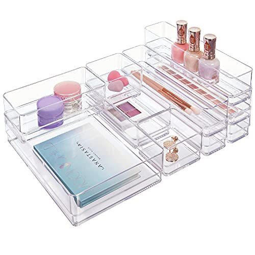 STORi SimpleSort 10-Piece Stackable Clear Drawer Organizer Set | Multi-size Trays | Makeup Vanity... | Amazon (US)