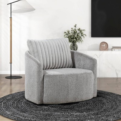 CAVINAS Chenille Swivel Accent Chair with Curved Backrest and Back Pillow,Modern Upholstered Living Room Chairs,Reading Chairs for Living Room,Gray | Target