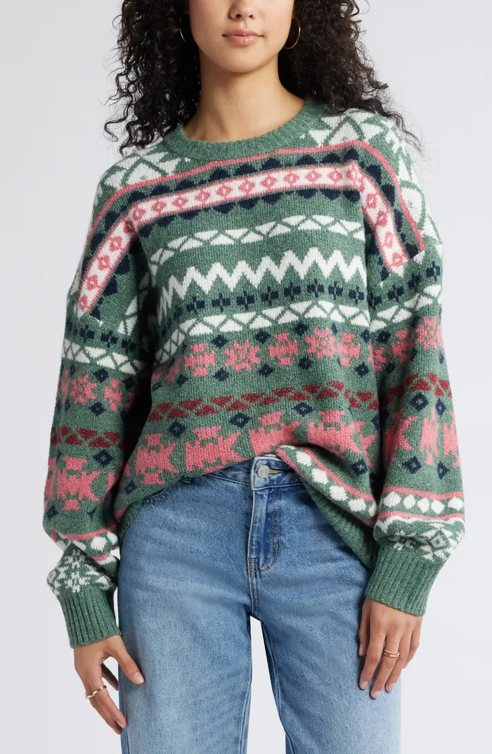 BP. Oversize Fair Isle Crewneck Sweater | Nordstrom | Nordstrom