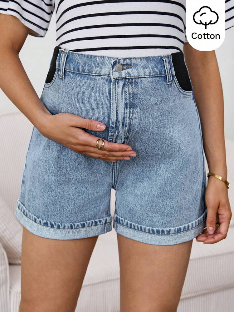 Maternity Jean Shorts | SHEIN