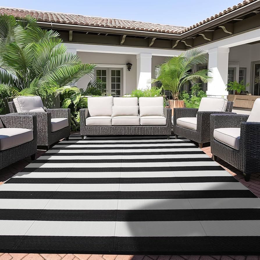 STRICKLANDHOME Outdoor Rug 8 x 10 ft, Reversible Plastic Straw Rug for Patio, Waterproof Large Ou... | Amazon (US)