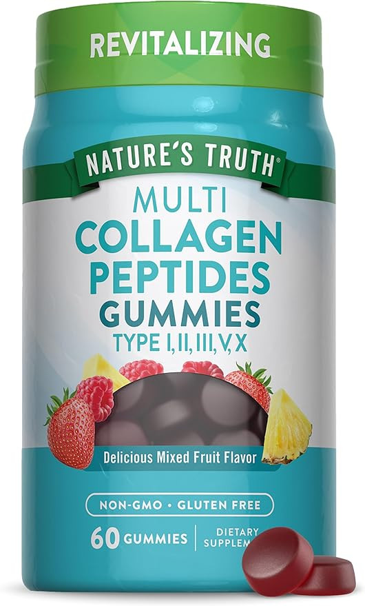 Nature's Truth Multi Collagen Gummies | Type I, II, III, V, X | 60 Count | Non-GMO & Gluten Free ... | Amazon (US)