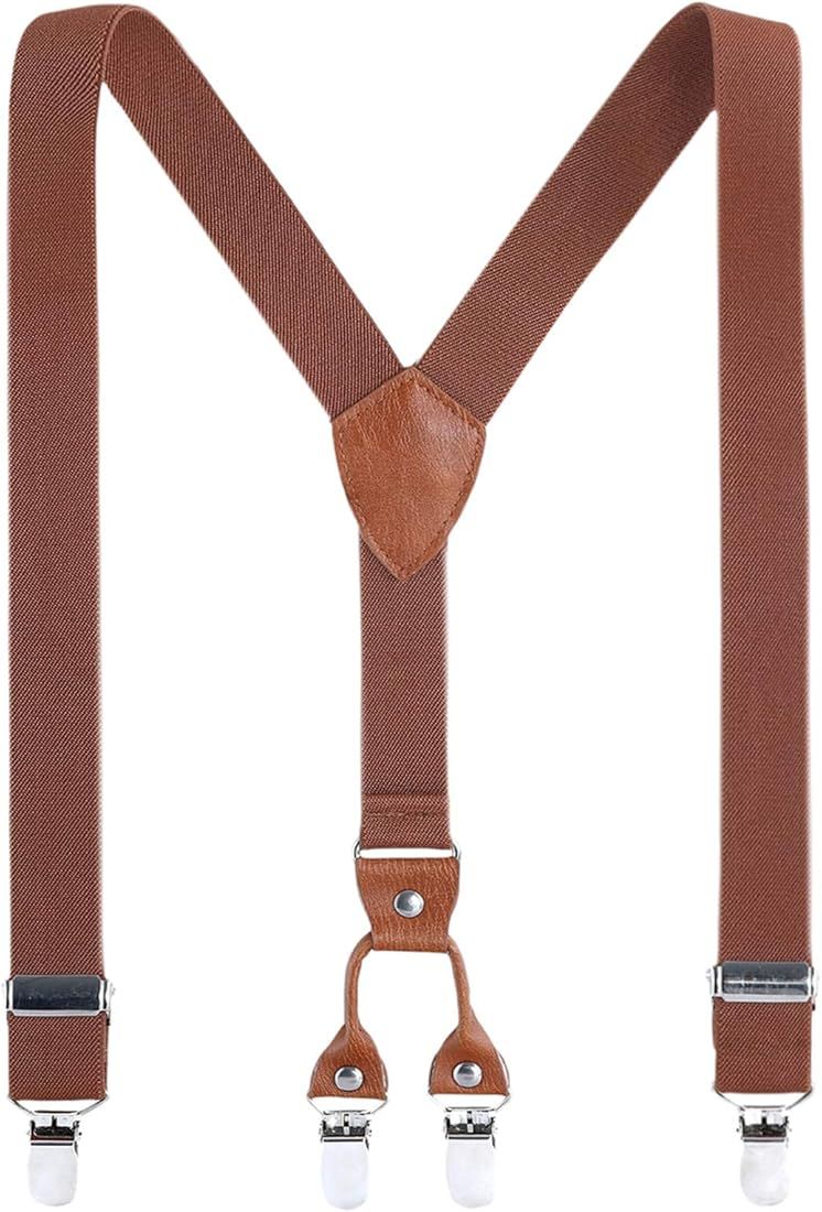 Kids Child Men Boy Suspenders - Adjustable Elastic Solid Color 4 Strong Clips Braces | Amazon (US)