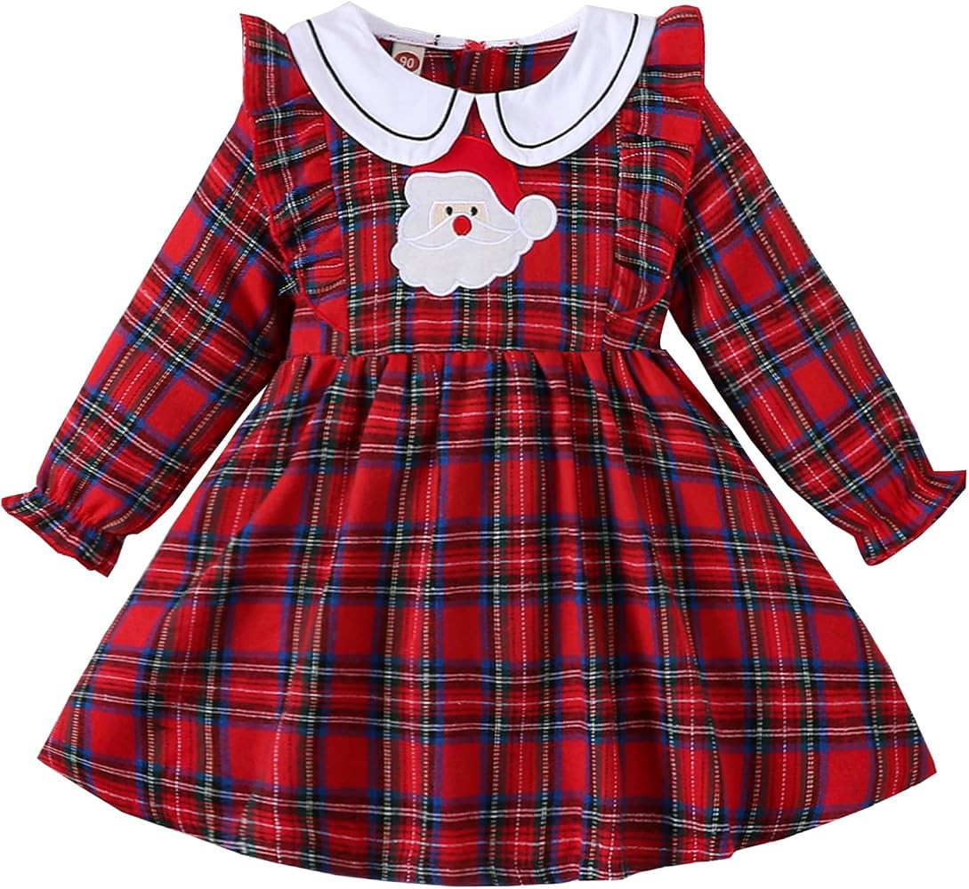 VINUOKER Toddler Baby Girl Christmas Plaid Dress Xmas Santa Claus Tutu Dress | Amazon (US)