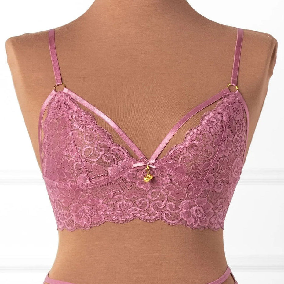 Lacy Caged Charm Bralette - Sugarplum Pink | Mentionables