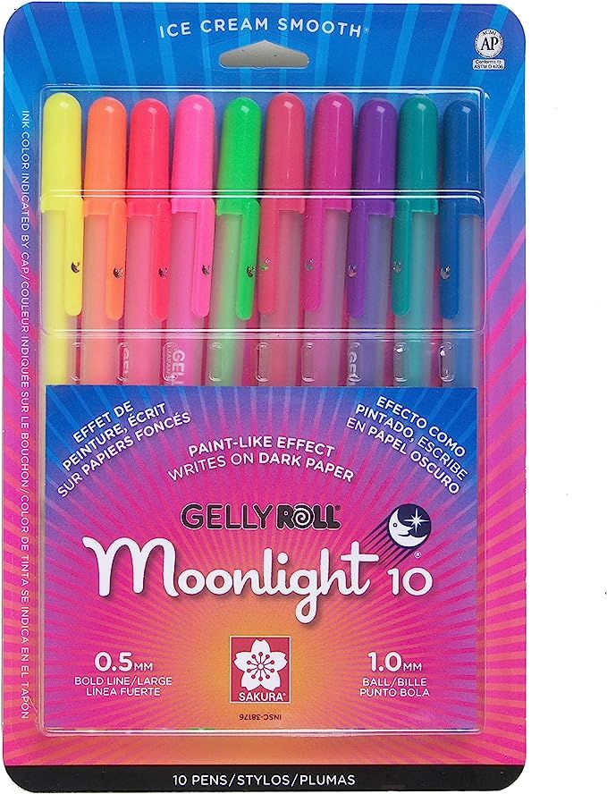Sakura Gelly Roll Moonlight Pen Set, 1 mm Bold Tip, Assorted Colors, Pack of 10 | Amazon (US)