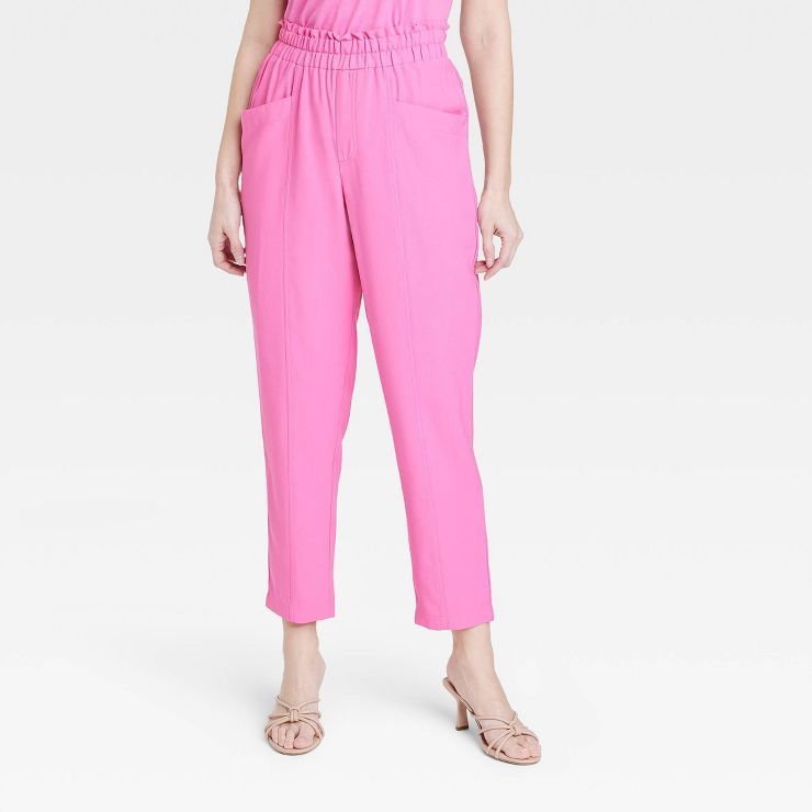 Women's High-rise Tapered Ankle Pull-on Pants - A New Day™ Pink S : Target | Target