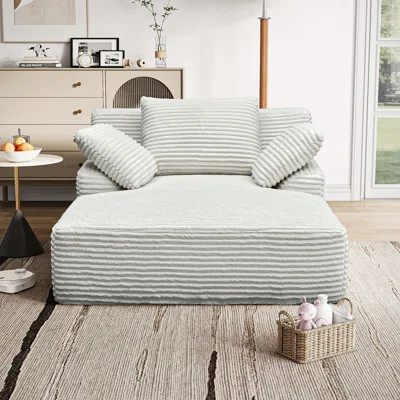 51" Chaise Lounge Chair Indoor, Oversized Fluffy Plush Corduroy Sleeper Couch, Deep Seat Reading Chair For Living Room | Wayfair North America