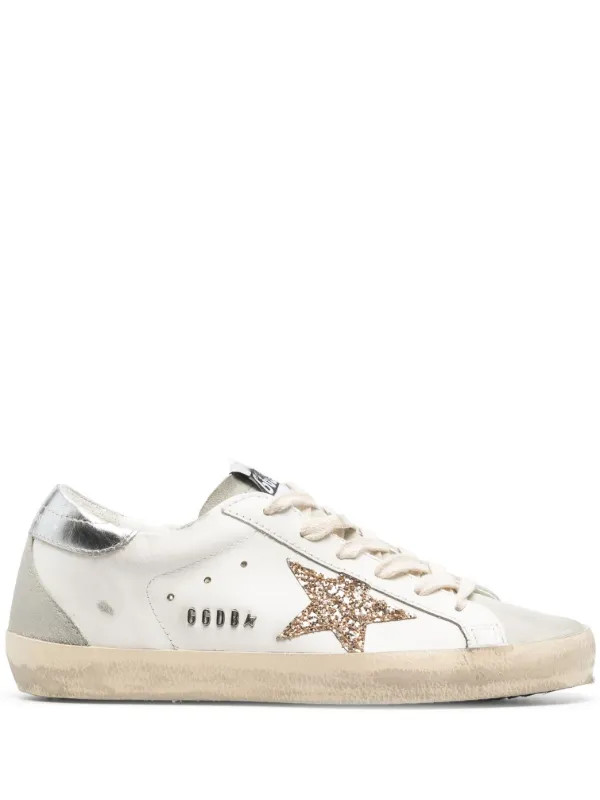 Super-Star trainers with gold glitter star and ice-gray suede inserts | Farfetch Global