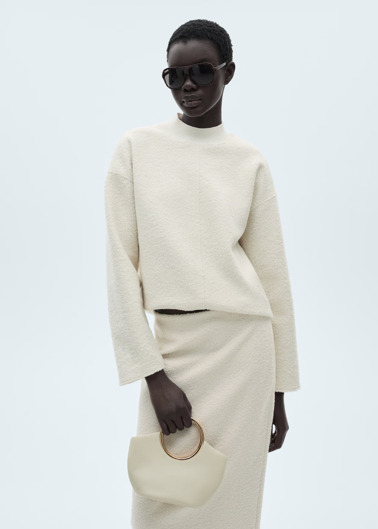 Perkins-neck bouclé sweatshirt - Women | MANGO United Kingdom | MANGO (UK)