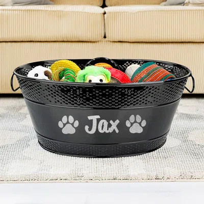 Trinx Large Personalized Metal Black Dog Toy Storage Bin | Wayfair North America