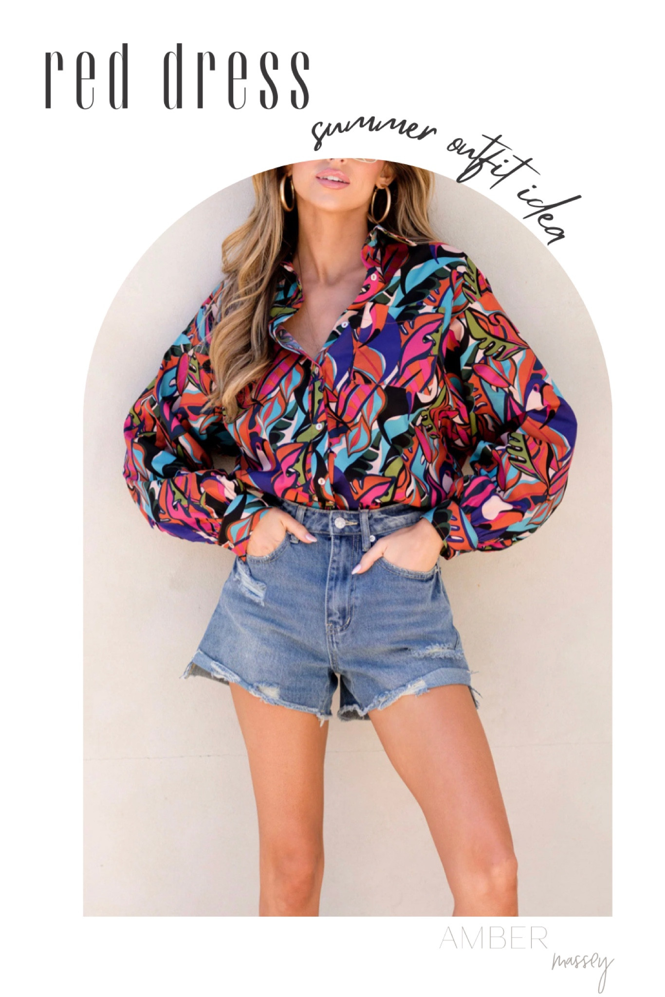 Red Dress date night outfit | women’s denim shorts | blouse | workwear outfit 

#LTKunder50 #LTKsalealert #LTKworkwear