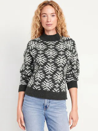 Holiday Print Mock-Neck Sweater | Old Navy (US)