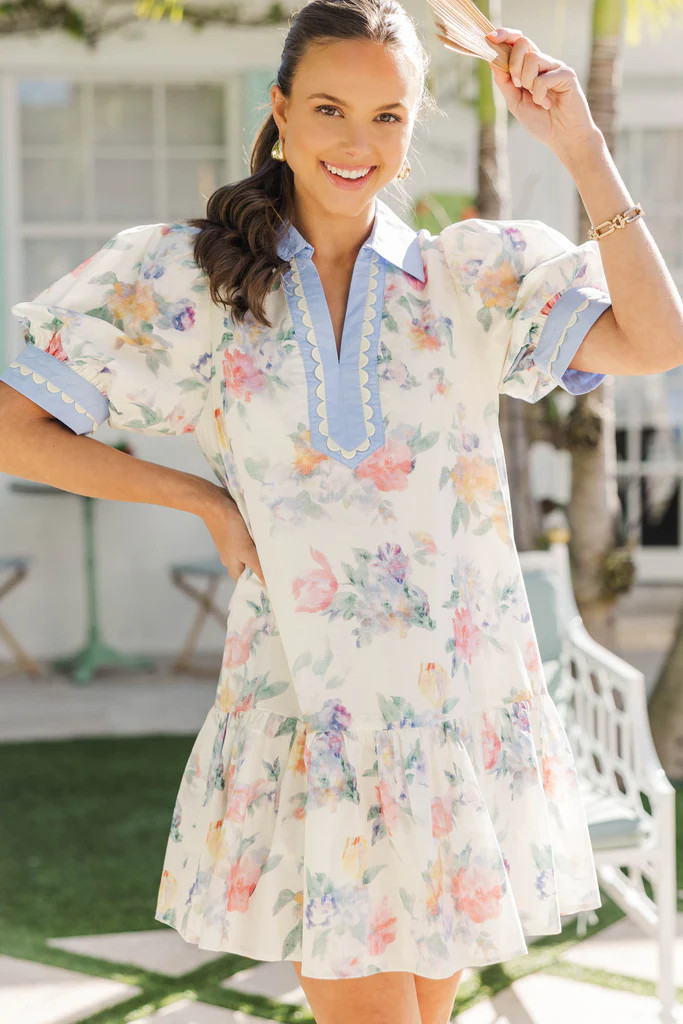Ready In A Minute Cream Floral Babydoll Dress | The Mint Julep Boutique