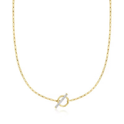 Ross-Simons 0.25 ct. t.w. Diamond Paper Clip Link Toggle Necklace in 18kt Gold Over Sterling Size 18 | Target