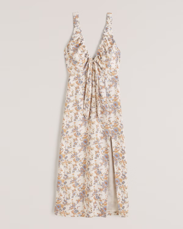 Cinched Neck Slip Midi Dress | Abercrombie & Fitch (US)