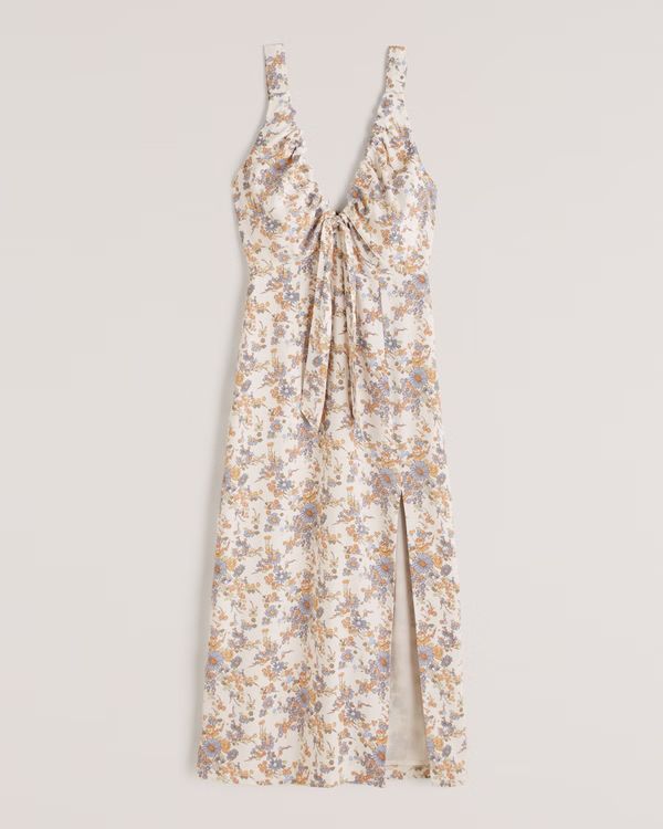 Cinched Neck Slip Midi Dress | Abercrombie & Fitch (US)