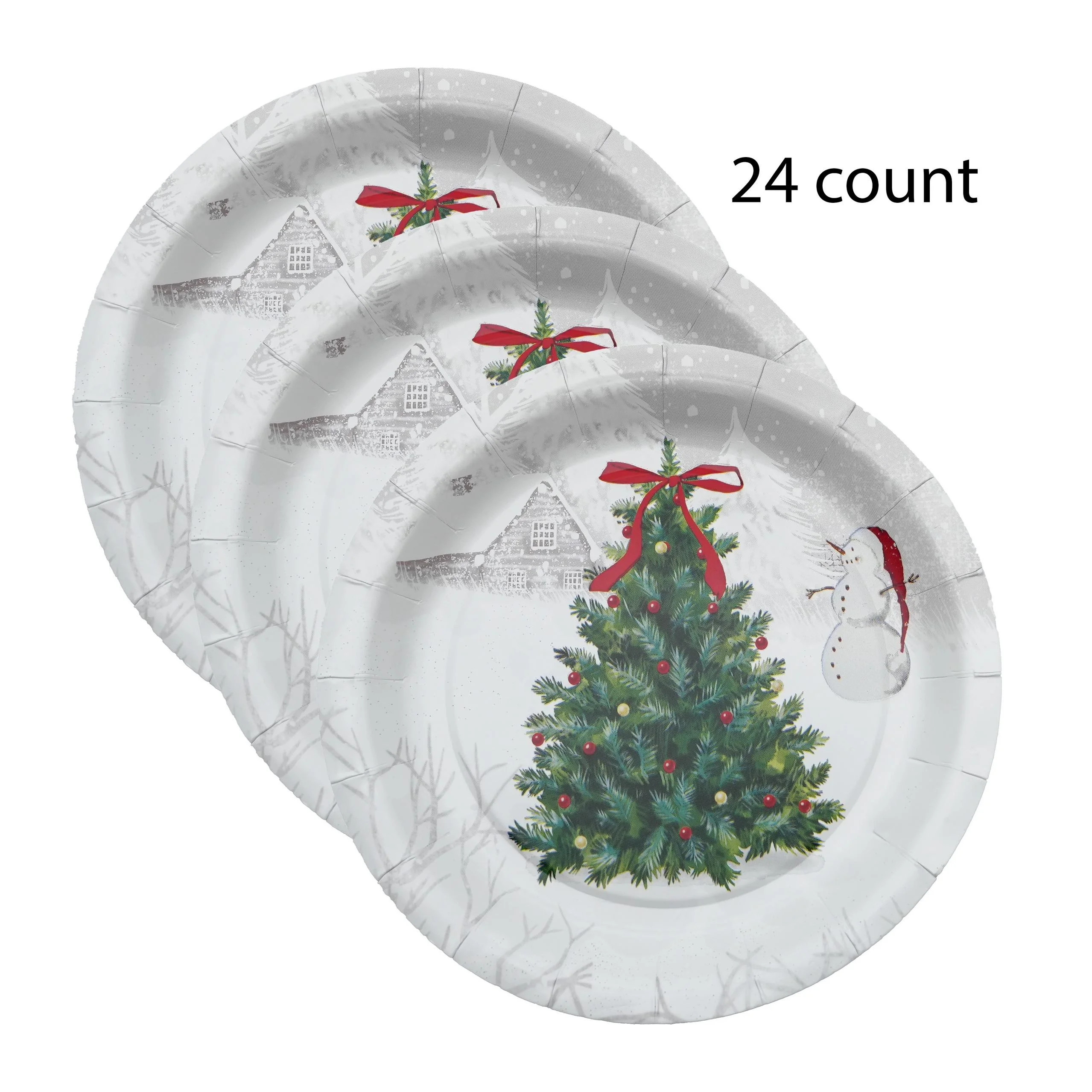 Heritage Christmas Tree Disposable 7" Paper Plates, 24 Count, by Holiday Time | Walmart (US)
