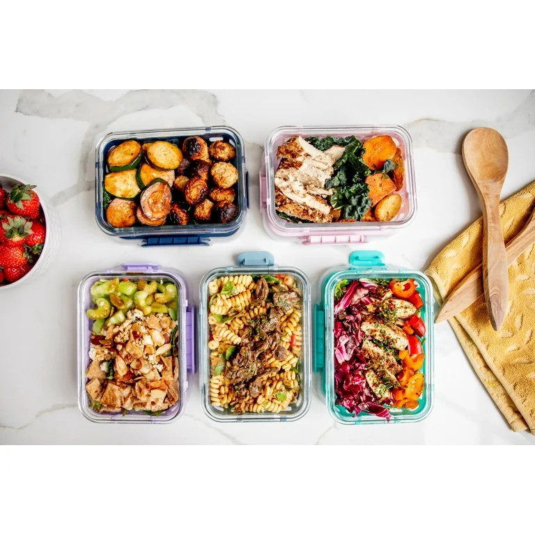 Ello Glass 3.4 Cup 27 Ounce Duraglass Food Storage Meal Prep Container Set, 10 Piece | Walmart (US)
