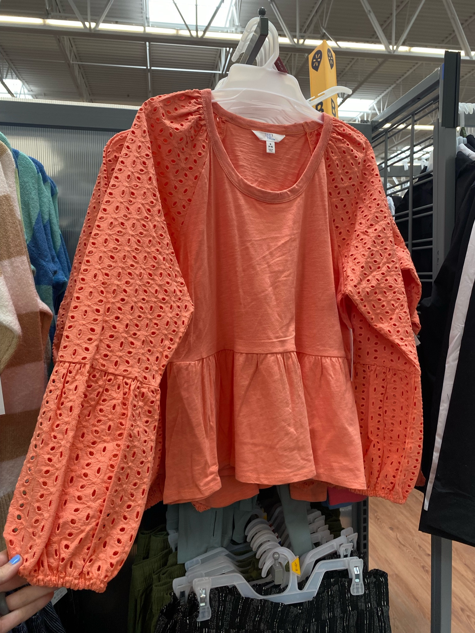 Long sleeve eyelet peplum top at Walmart! Spring tops!! 