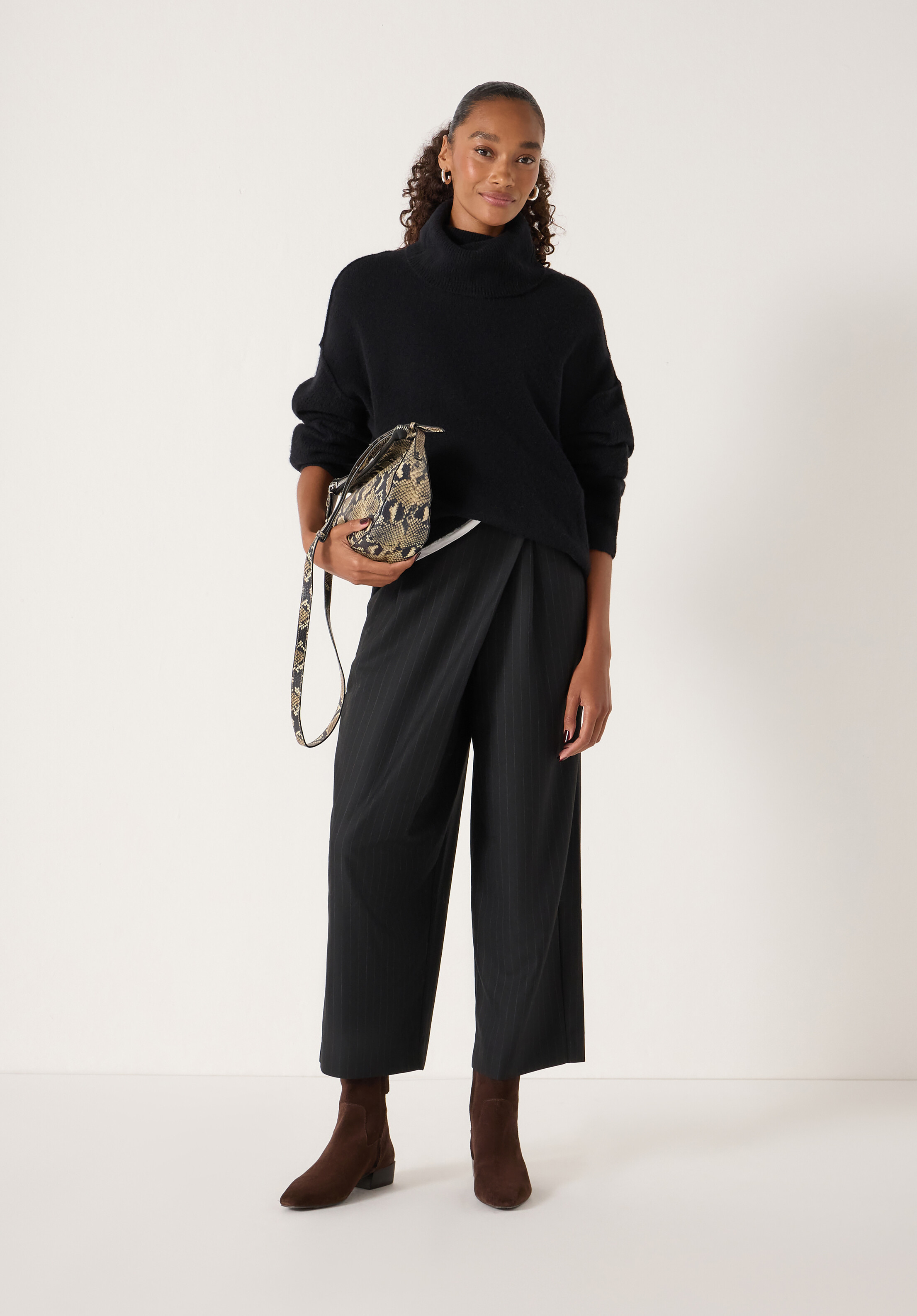 Pinstripe Wrap Detail Trousers | Hush UK