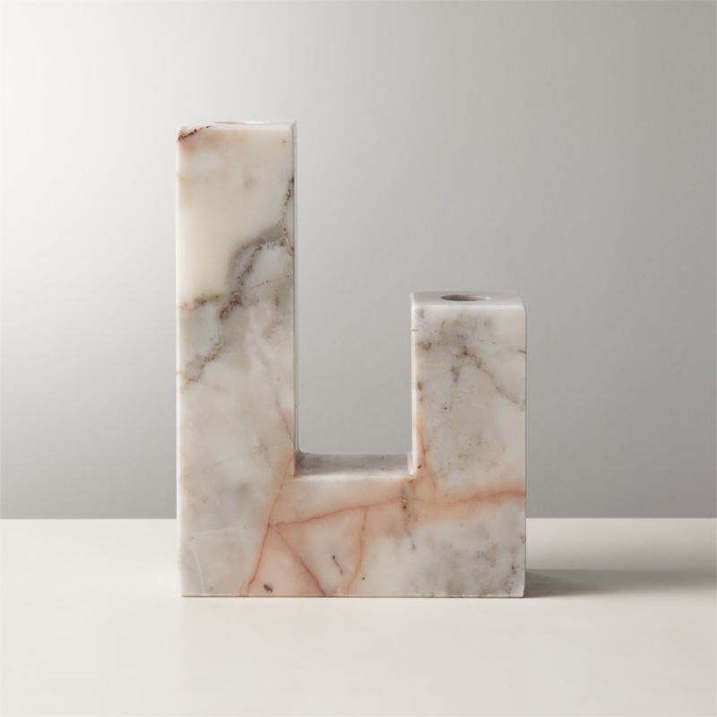 Decks Holds 2 Red Marble Taper Candle Holder + Reviews | CB2 | CB2