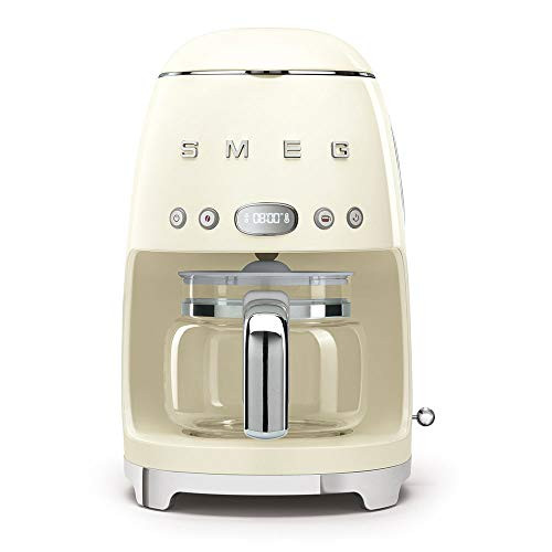Smeg 50's Retro Style Aesthetic Drip Coffee Machine with 10 Cup Glass Carafe, Auto Start Feature, Keep Warm Plate, and Two Coffee Strength Settings (Cream) | Amazon (US)