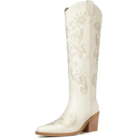 wetkiss Cowboy Boots for Women Knee High, Cowgirl Boots Women - Zipper Convenience, Comfort Fashi... | Amazon (US)