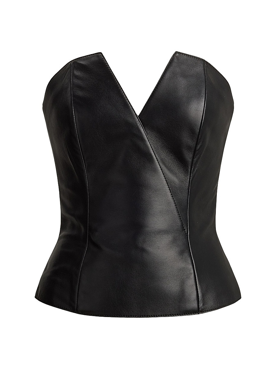Women's Harling Leather Bustier Top - Black - Size 4 | Saks Fifth Avenue