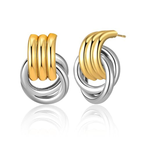 Gold Geometric Earrings for Women, Chunky Gold Dangle Earrings Trendy Vintage Statement Earrings ... | Amazon (US)