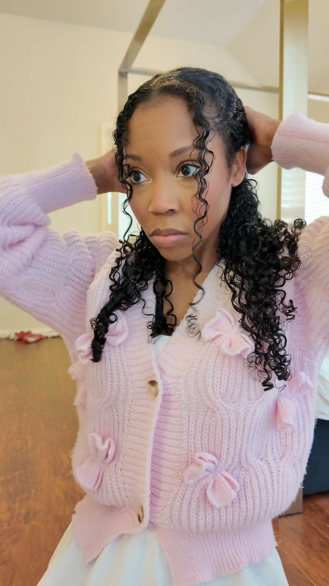 Easy 2 product curly hair routine for the days when I want to be cute and put together on a time-crunch 💕 I’m using Ouidad Whipped Curls and Not Your Mother's Curl Talk Mousse 👩🏾‍🦱🎀 #vlogmas #curlyhairroutine #hairroutine #curlsroutine #hairtutorials  

 #LTKgrwm #LTKFindsUnder50 #LTKBeauty