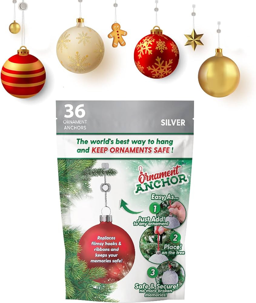 ORNAMENT ANCHOR Ornament Hooks for Hanging Christmas Decorations - No-Slip Hanging Hooks for Xmas... | Amazon (US)