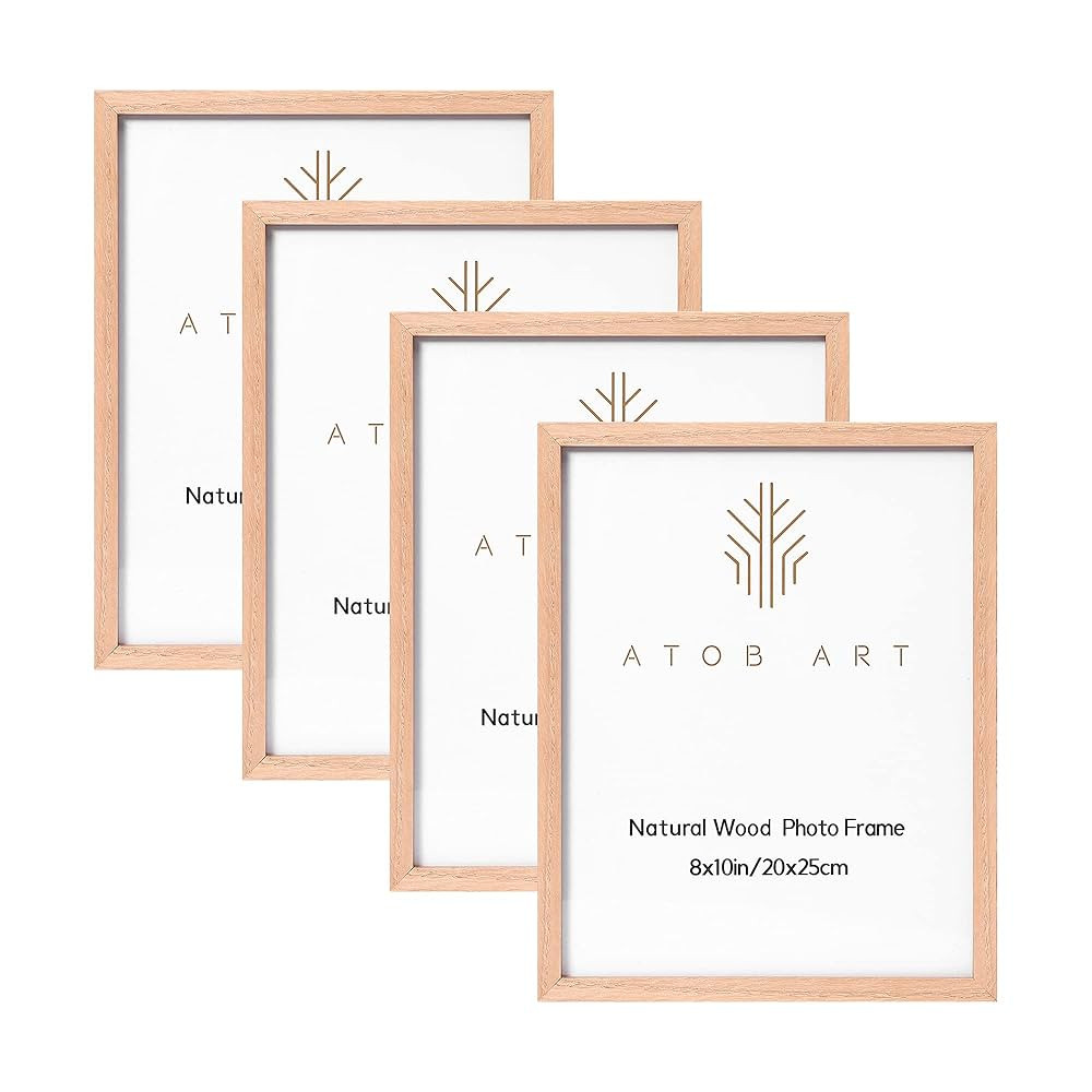 ATOBART 8x10 Picture Frames 4 Pack, Made of Solid Wood Covered by Glass for Table Top Display and... | Amazon (US)