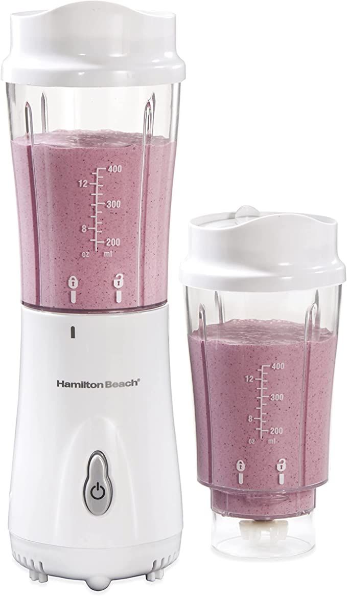 Hamilton Beach 51102V Shakes and Smoothies with BPA-Free Size: 14 oz. Personal Blender, 2 Jars-Wh... | Amazon (US)