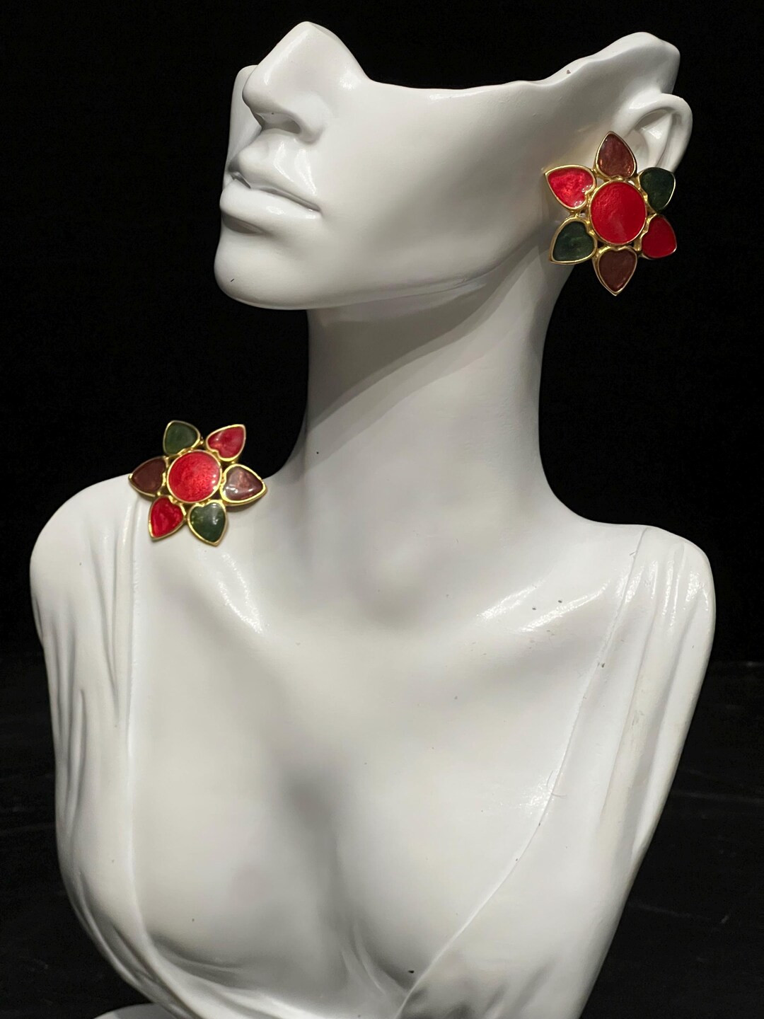 Vintage Partners Enamel Flower Earrings • Gold-Tone • Surgical Steel Posts | Etsy (US)