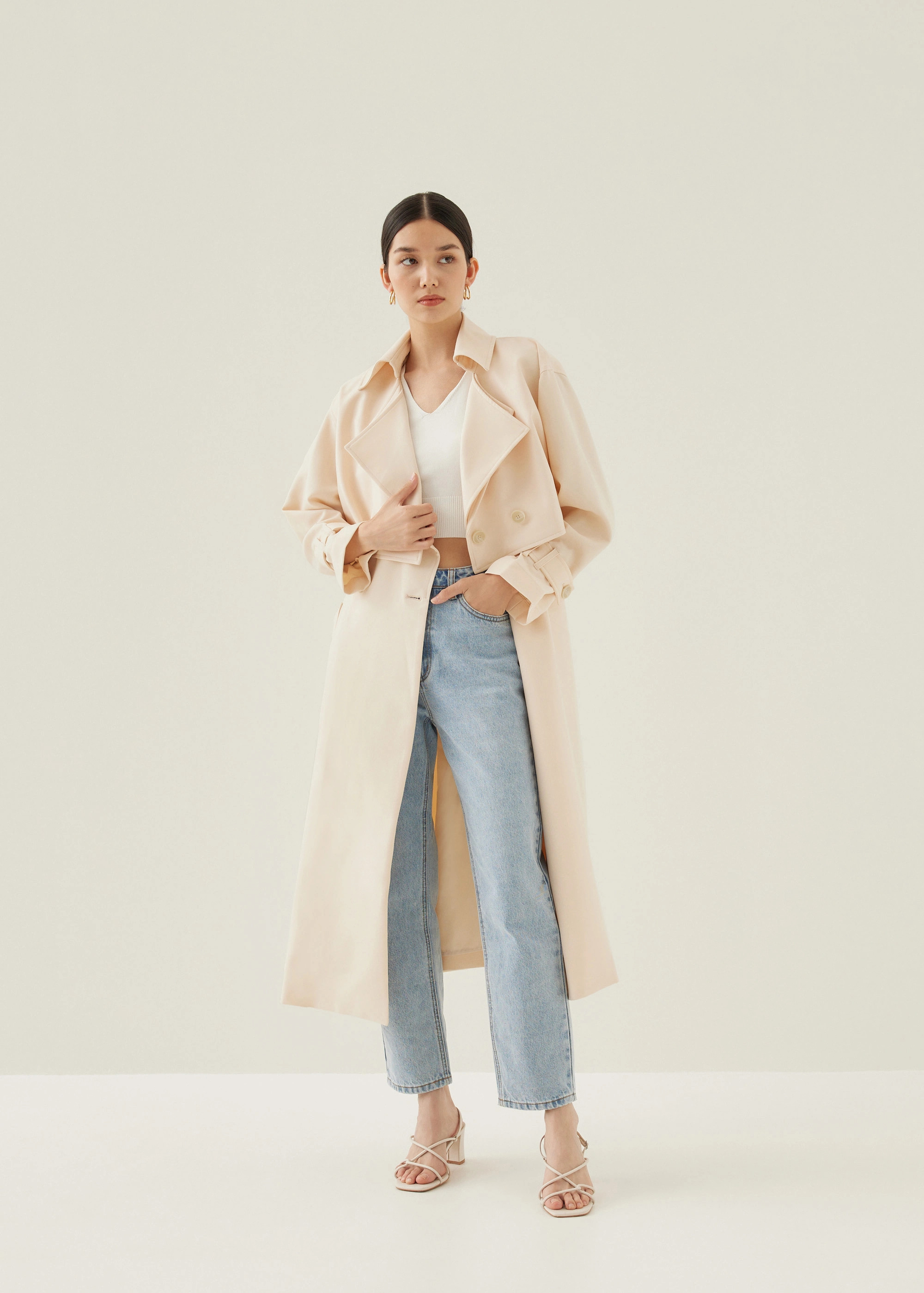 Dottie Button Down Midi Trench Coat | Love, Bonito USA
