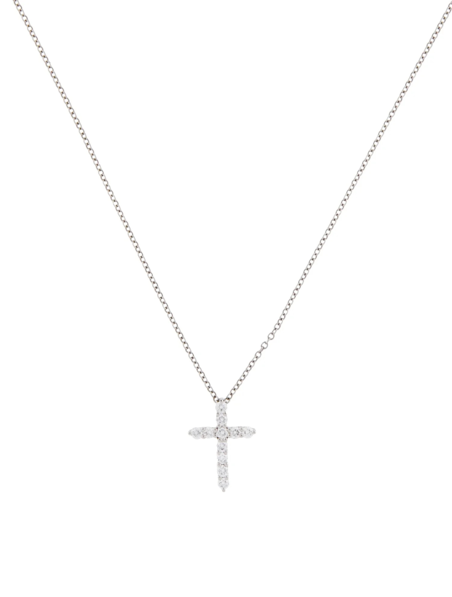 Platinum Diamond Cross Pendant Necklace | The RealReal