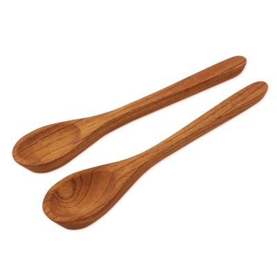 Cedar wood serving spoons (Pair) | NOVICA