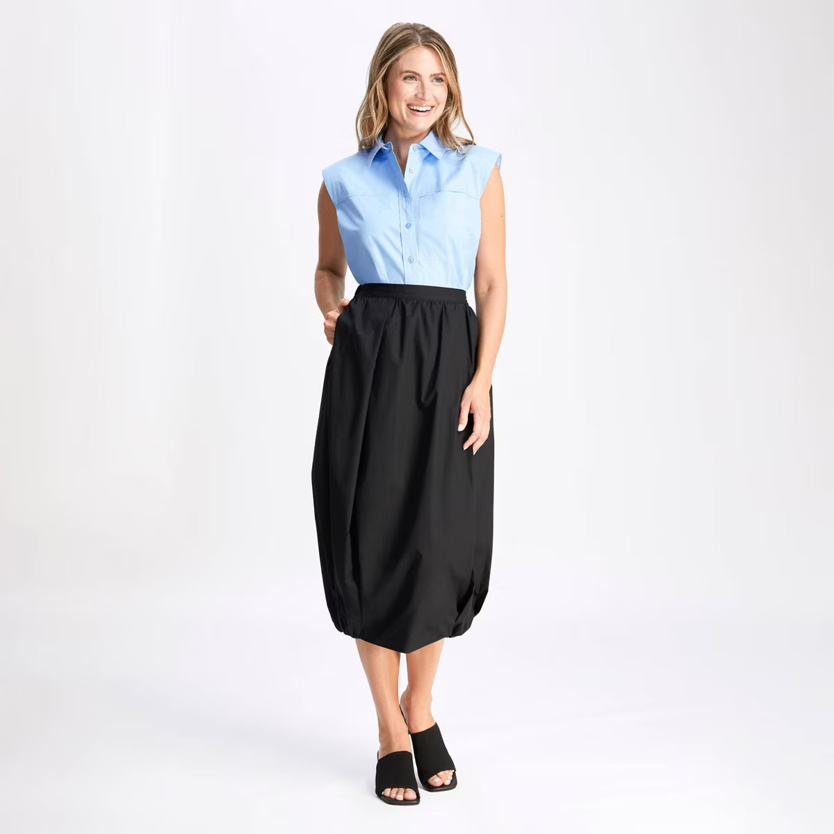 Women's Bubble Midi Skirt - A New Day™ Black | Target