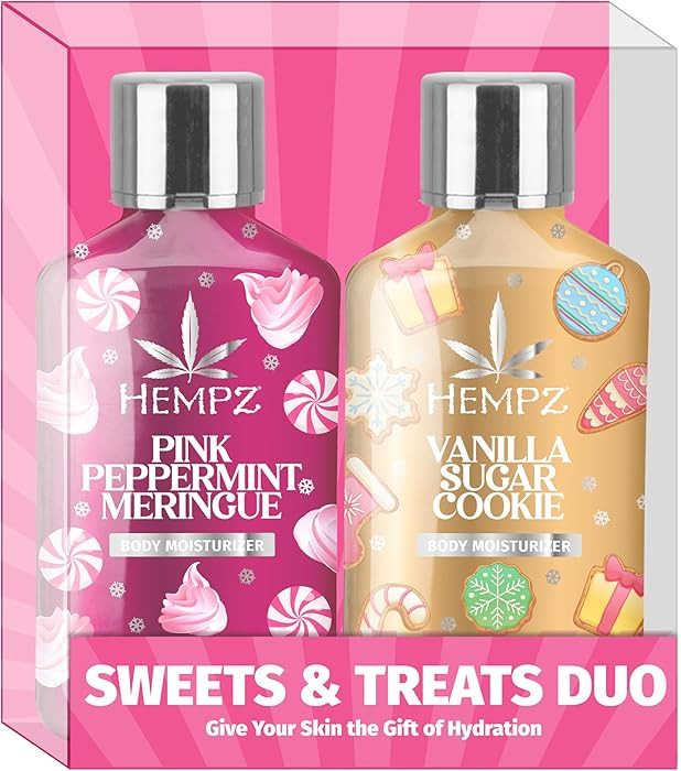 Hempz Holiday Mini Lotion Gift Set, Pink Peppermint & Frosted Vanilla Sugar Cookie Moisturizer, S... | Amazon (US)
